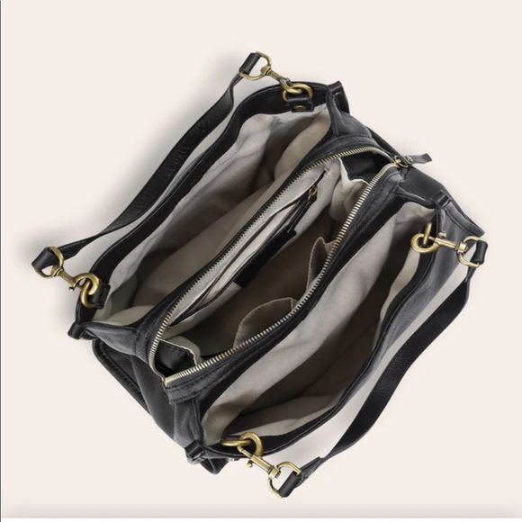 American Leather Company (NEW) genuine leather Lenox Triple Entry Satchel in BLK - Picture 7 of 10